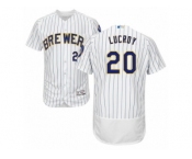 Men's Majestic Milwaukee Brewers #20 Jonathan Lucroy White Flexbase Authentic Collection MLB Jersey