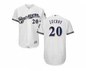 Men's Majestic Milwaukee Brewers #20 Jonathan Lucroy White Royal Flexbase Authentic Collection MLB Jersey
