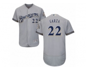Men's Majestic Milwaukee Brewers #22 Matt Garza Grey Flexbase Authentic Collection MLB Jersey