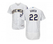 Men's Majestic Milwaukee Brewers #22 Matt Garza White Flexbase Authentic Collection MLB Jersey