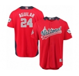 Men's Majestic Milwaukee Brewers #24 Jesus Aguilar Game Red National League 2018 MLB All-Star MLB Jersey
