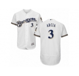 Men's Majestic Milwaukee Brewers #3 Orlando Arcia White Flexbase Authentic Collection MLB Jersey