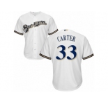 Men's Majestic Milwaukee Brewers #33 Chris Carter Authentic White Home Cool Base MLB Jersey