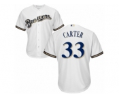 Men's Majestic Milwaukee Brewers #33 Chris Carter Authentic White Home Cool Base MLB Jersey
