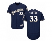 Men's Majestic Milwaukee Brewers #33 Chris Carter Navy Blue Flexbase Authentic Collection MLB Jersey