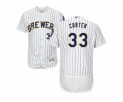 Men's Majestic Milwaukee Brewers #33 Chris Carter White Flexbase Authentic Collection MLB Jersey