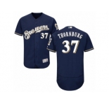 Men's Majestic Milwaukee Brewers #37 Tyler Thornburg Navy Blue Flexbase Authentic Collection MLB Jersey