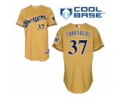 Men's Majestic Milwaukee Brewers #37 Tyler Thornburg Replica Gold 2013 Alternate Cool Base MLB Jersey