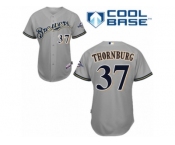 Men's Majestic Milwaukee Brewers #37 Tyler Thornburg Replica Grey Road Cool Base MLB Jersey