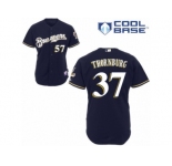Men's Majestic Milwaukee Brewers #37 Tyler Thornburg Replica Navy Blue Alternate Cool Base MLB Jersey