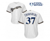 Men's Majestic Milwaukee Brewers #37 Tyler Thornburg Replica White Home Cool Base MLB Jersey