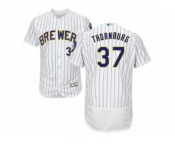 Men's Majestic Milwaukee Brewers #37 Tyler Thornburg White Flexbase Authentic Collection MLB Jersey