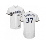 Men's Majestic Milwaukee Brewers #37 Tyler Thornburg White Royal Flexbase Authentic Collection MLB Jersey