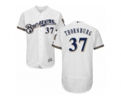 Men's Majestic Milwaukee Brewers #37 Tyler Thornburg White Royal Flexbase Authentic Collection MLB Jersey