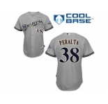 Men's Majestic Milwaukee Brewers #38 Wily Peralta Authentic Grey Road Cool Base MLB Jersey