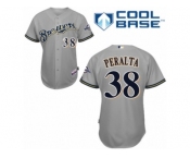 Men's Majestic Milwaukee Brewers #38 Wily Peralta Authentic Grey Road Cool Base MLB Jersey