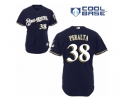 Men's Majestic Milwaukee Brewers #38 Wily Peralta Authentic Navy Blue Alternate Cool Base MLB Jersey