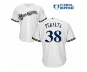 Men's Majestic Milwaukee Brewers #38 Wily Peralta Authentic White Home Cool Base MLB Jersey