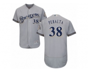 Men's Majestic Milwaukee Brewers #38 Wily Peralta Grey Flexbase Authentic Collection MLB Jersey