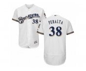 Men's Majestic Milwaukee Brewers #38 Wily Peralta White Royal Flexbase Authentic Collection MLB Jersey