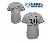 Men's Majestic Milwaukee Brewers #39 Chris Capuano Authentic Grey Road Cool Base MLB Jersey