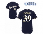 Men's Majestic Milwaukee Brewers #39 Chris Capuano Authentic Navy Blue Alternate Cool Base MLB Jersey