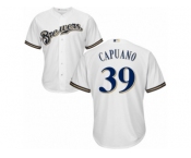Men's Majestic Milwaukee Brewers #39 Chris Capuano Replica White Home Cool Base MLB Jersey