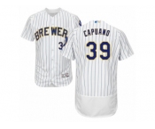 Men's Majestic Milwaukee Brewers #39 Chris Capuano White Flexbase Authentic Collection MLB Jersey
