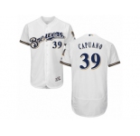 Men's Majestic Milwaukee Brewers #39 Chris Capuano White Royal Flexbase Authentic Collection MLB Jersey