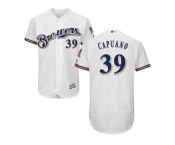 Men's Majestic Milwaukee Brewers #39 Chris Capuano White Royal Flexbase Authentic Collection MLB Jersey