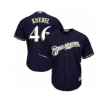 Men's Majestic Milwaukee Brewers #46 Corey Knebel Replica Navy Blue Alternate Cool Base MLB Jerseyey