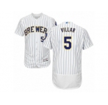 Men's Majestic Milwaukee Brewers #5 Jonathan Villar White Royal Flexbase Authentic Collection MLB Jersey