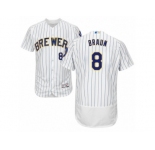 Men's Majestic Milwaukee Brewers #8 Ryan Braun White Flexbase Authentic Collection MLB Jersey