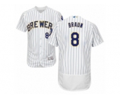 Men's Majestic Milwaukee Brewers #8 Ryan Braun White Flexbase Authentic Collection MLB Jersey