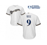 Men's Majestic Milwaukee Brewers #9 Aaron Hill Replica White Home Cool Base MLB Jersey