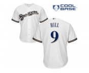 Men's Majestic Milwaukee Brewers #9 Aaron Hill Replica White Home Cool Base MLB Jersey