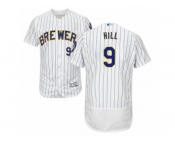 Men's Majestic Milwaukee Brewers #9 Aaron Hill White Flexbase Authentic Collection MLB Jersey