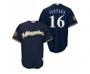 Men's Milwaukee Brewers #16 Domingo Santana 2017 Spring Training Cool Base Stitched MLB Jersey