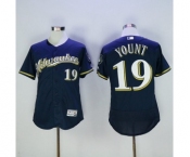 Men's Milwaukee Brewers #19 Robin Yount Majestic Navy Flexbase Authentic Collection Player Jersey