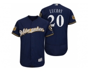 Men's Milwaukee Brewers #20 Jonathan Lucroy 2017 Spring Training Flex Base Authentic Collection Stitched Baseball Jersey
