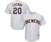 Men's Milwaukee Brewers #20 Jonathan Lucroy Majestic White Cool Base Player Jersey