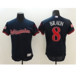 Men's Milwaukee Brewers #8 Ryan Braun Blue Stars & Stripes 2016 Independence Day Flex Base Jersey
