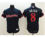 Men's Milwaukee Brewers #8 Ryan Braun Blue Stars & Stripes 2016 Independence Day Flex Base Jersey