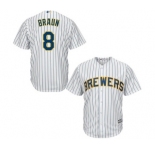 Men's Milwaukee Brewers #8 Ryan Braun Majestic White Cool Base Player Jersey