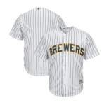 Men's Milwaukee Brewers Black Majestic White Cool Base Team Jersey