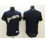 Men's Milwaukee Brewers Blank Majestic Navy Blue Flexbase Authentic Collection Team Jersey