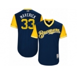 Men's Milwaukee Brewers Brett Phillips #33 Maverick Majestic Navy 2017 Players Weekend Authentic Jersey