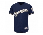 Men's Milwaukee Brewers Majestic Alternate Home Blank Navy Flex Base Authentic Collection Team Jersey