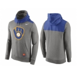 Men's Milwaukee Brewers Nike Gray Cooperstown Collection Hybrid Pullover Hoodie