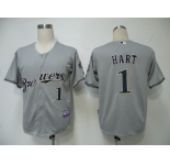 mlb jerseys milwaukee brewers #1 hart grey (cool base)